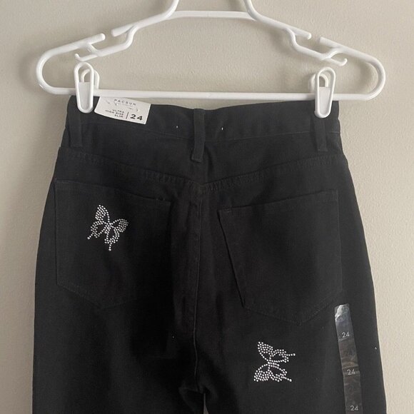 PacSun Womn 24 Rhinestone Butterfly Y2K 90s Grunge Ultra High Rise Slim Jean NWT - Picture 8 of 12